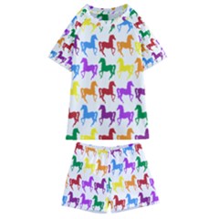 Colorful Horse Background Wallpaper Kids  Swim T-shirt And Shorts Set by Hannah976