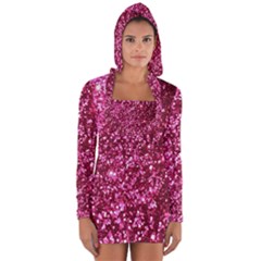 Pink Glitter Long Sleeve Hooded T-shirt by Hannah976