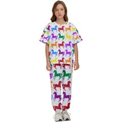 Colorful Horse Background Wallpaper Kids  T-shirt And Pants Sports Set by Hannah976