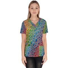 Bubbles Rainbow Colourful Colors Women s V-neck Scrub Top