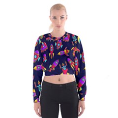 Space Patterns Cropped Sweatshirt by Hannah976