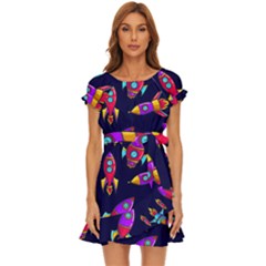 Space Patterns Puff Sleeve Frill Dress by Hannah976