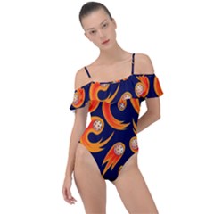 Space Patterns Pattern Frill Detail One Piece Swimsuit by Hannah976