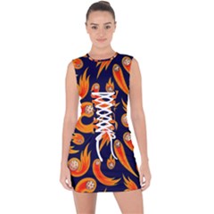 Space Patterns Pattern Lace Up Front Bodycon Dress