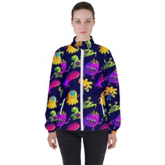 Space Patterns Women s High Neck Windbreaker by Hannah976