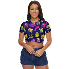 Space Patterns Side Button Cropped T-shirt by Hannah976