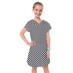 Black And White Checkerboard Background Board Checker Kids  Drop Waist Dress by Hannah976