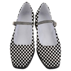 Black And White Checkerboard Background Board Checker Women s Mary Jane Shoes