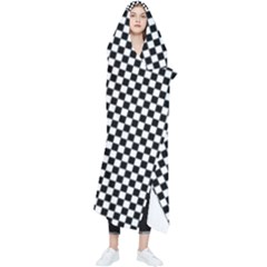 Black And White Checkerboard Background Board Checker Wearable Blanket by Hannah976