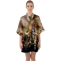 Abundance Of Fruit Severin Roesen Half Sleeve Satin Kimono 