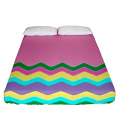 Easter Chevron Pattern Stripes Fitted Sheet (queen Size) by Hannah976