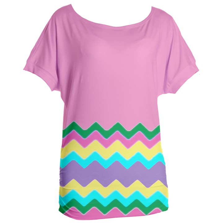 Easter Chevron Pattern Stripes Women s Oversized T-Shirt