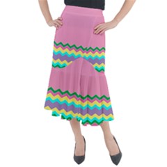 Easter Chevron Pattern Stripes Midi Mermaid Skirt