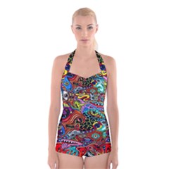 Vector Art Pattern - Boyleg Halter Swimsuit  by Hannah976