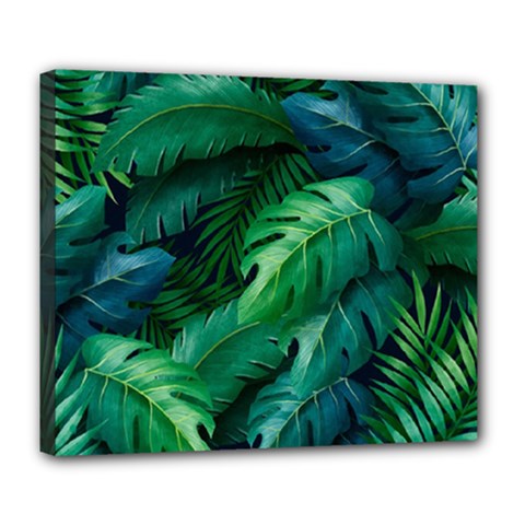 Tropical Green Leaves Background Deluxe Canvas 24  X 20  (stretched) by Hannah976