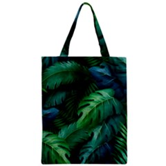 Tropical Green Leaves Background Zipper Classic Tote Bag by Hannah976