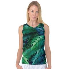 Tropical Green Leaves Background Women s Basketball Tank Top