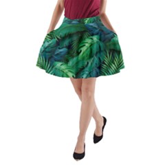 Tropical Green Leaves Background A-line Pocket Skirt by Hannah976