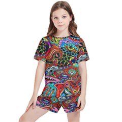 Vector Art Pattern - Kids  T-shirt And Sports Shorts Set by Hannah976