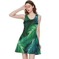 Tropical Green Leaves Background Inside Out Racerback Dress by Hannah976