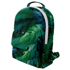 Tropical Green Leaves Background Flap Pocket Backpack (small) by Hannah976