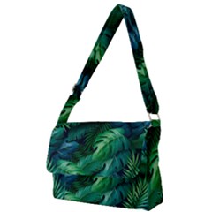Tropical Green Leaves Background Full Print Messenger Bag (l)