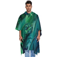 Tropical Green Leaves Background Men s Hooded Rain Ponchos by Hannah976