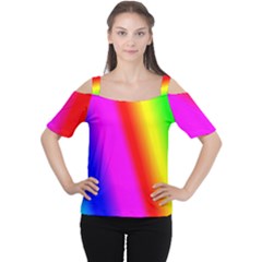 Multi Color Rainbow Background Cutout Shoulder T-shirt