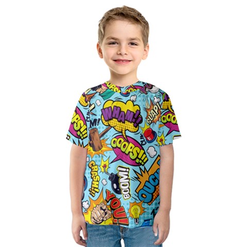 Comic Elements Colorful Seamless Pattern Kids  Sport Mesh T-shirt by Hannah976