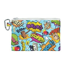 Comic Elements Colorful Seamless Pattern Canvas Cosmetic Bag (medium)