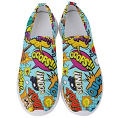 Comic Elements Colorful Seamless Pattern Men s Slip On Sneakers