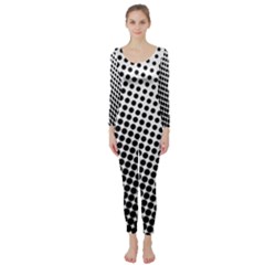 Background-wallpaper-texture-lines Dot Dots Black White Long Sleeve Catsuit