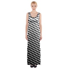 Background-wallpaper-texture-lines Dot Dots Black White Thigh Split Maxi Dress by Hannah976