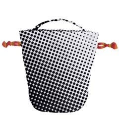 Background-wallpaper-texture-lines Dot Dots Black White Drawstring Bucket Bag by Hannah976