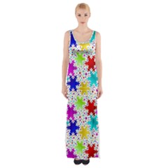 Snowflake Pattern Repeated Thigh Split Maxi Dress by Hannah976