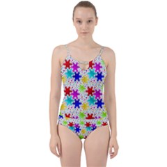 Snowflake Pattern Repeated Cut Out Top Tankini Set
