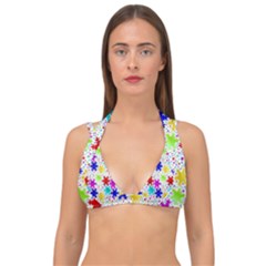 Snowflake Pattern Repeated Double Strap Halter Bikini Top