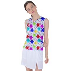Snowflake Pattern Repeated Women s Sleeveless Sports Top by Hannah976