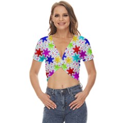 Snowflake Pattern Repeated Twist Front Crop Top by Hannah976