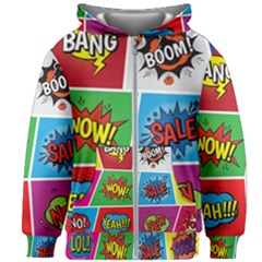 Pop Art Comic Vector Speech Cartoon Bubbles Popart Style With Humor Text Boom Bang Bubbling Expressi Kids  Zipper Hoodie Without Drawstring by Hannah976