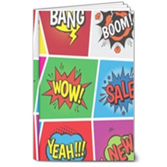 Pop Art Comic Vector Speech Cartoon Bubbles Popart Style With Humor Text Boom Bang Bubbling Expressi 8  X 10  Hardcover Notebook