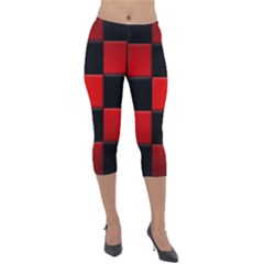 Black And Red Backgrounds- Lightweight Velour Capri Leggings  by Hannah976