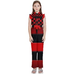 Black And Red Backgrounds- Kids  Sleeveless Ruffle Edge Band Collar Chiffon One Piece by Hannah976