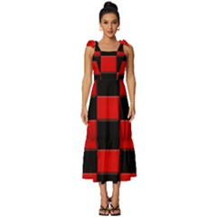 Black And Red Backgrounds- Tie-strap Tiered Midi Chiffon Dress by Hannah976