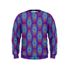 Red Blue Bee Hive Pattern Kids  Sweatshirt by Hannah976