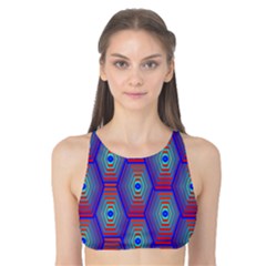 Red Blue Bee Hive Pattern Tank Bikini Top by Hannah976