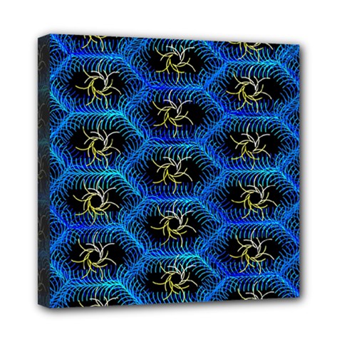 Blue Bee Hive Pattern Mini Canvas 8  X 8  (stretched) by Hannah976