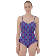 Red Blue Bee Hive Pattern Sweetheart Tankini Set