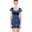 Blue Bee Hive Pattern Short Sleeve Bodycon Dress View1