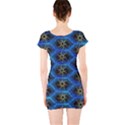 Blue Bee Hive Pattern Short Sleeve Bodycon Dress View2
